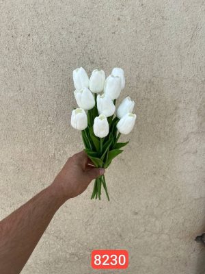 شاخه لاله لمسی سفید پک ۱۰ عددی