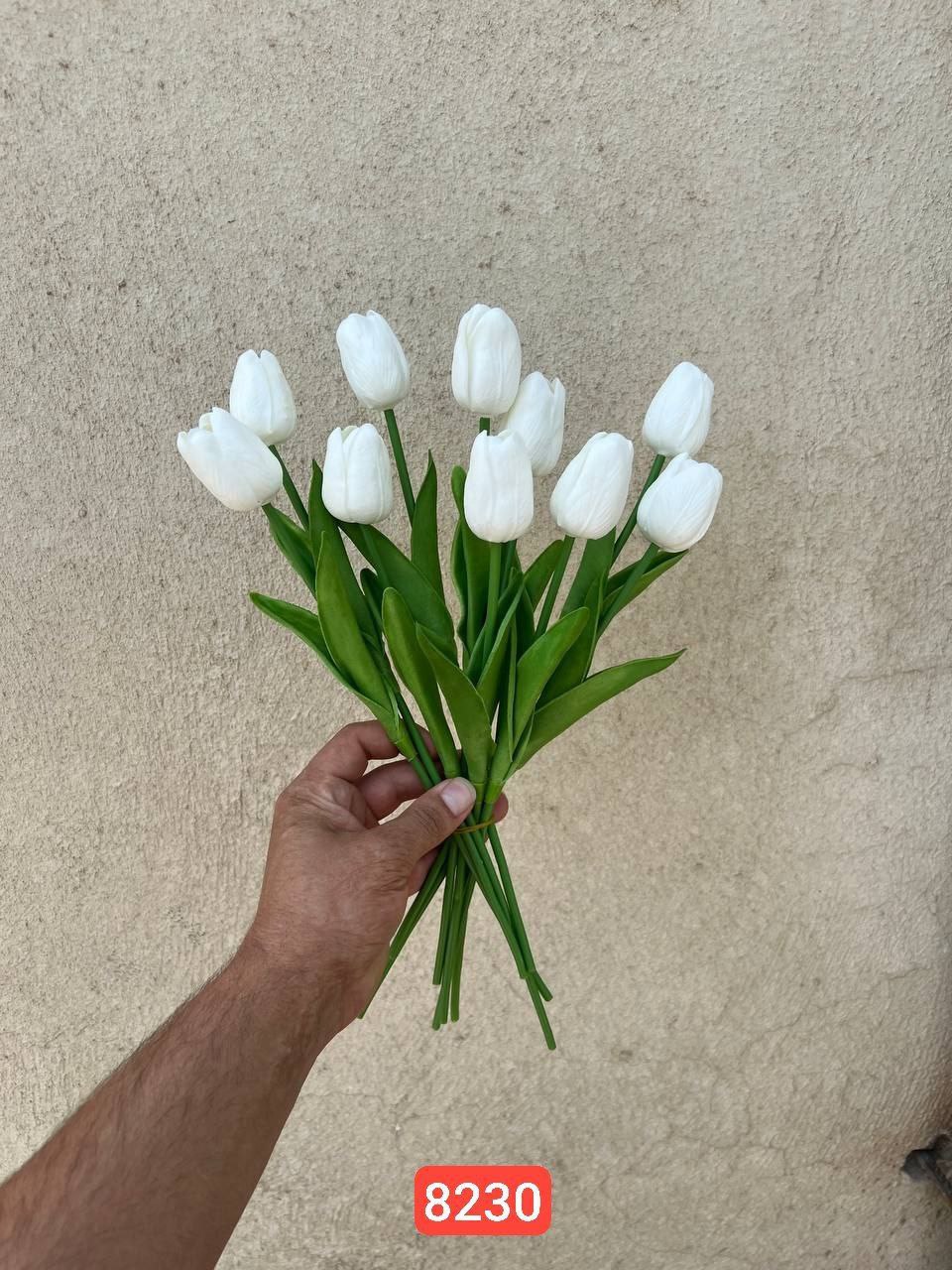 شاخه لاله لمسی سفید پک ۱۰ عددی - Image 2