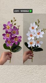 شاخه مگنولیا 5 گل ساق کوتاه برگدار(پک 6 تایی )